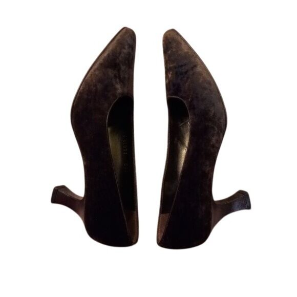 Salvatore Ferragamo 6.5 B Brown Velvet Heels Made Italy Elegant Classic Vintage - Picture 7 of 12